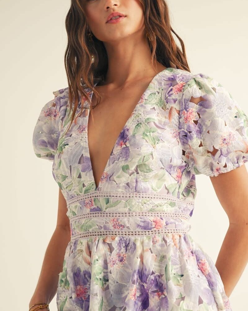 Calantha Floral Lace Flare Midi Dress