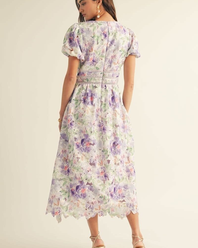 Calantha Floral Lace Flare Midi Dress