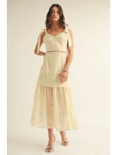 Lyra Floral Embroiderd Midi Dress | Yellow