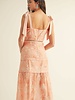 Lyra Floral Embroiderd Midi Dress | Coral