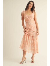 Lyra Floral Embroiderd Midi Dress | Coral