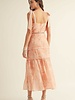 Lyra Floral Embroiderd Midi Dress | Coral