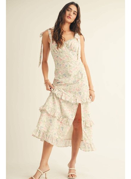 Jezebel Lace Ruffle Detail Maxi Dress