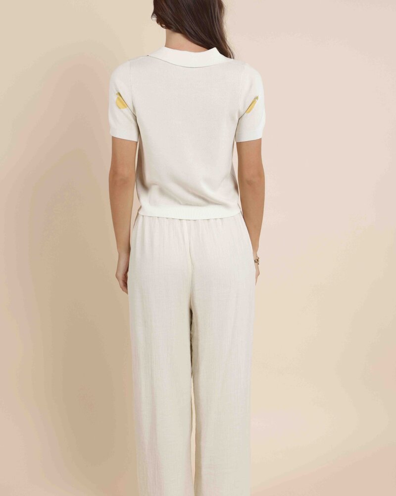 Citron Embroidered Lemon Knit Top
