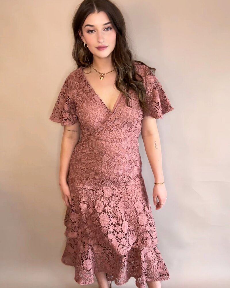 Rosette Lace Maxi Dress