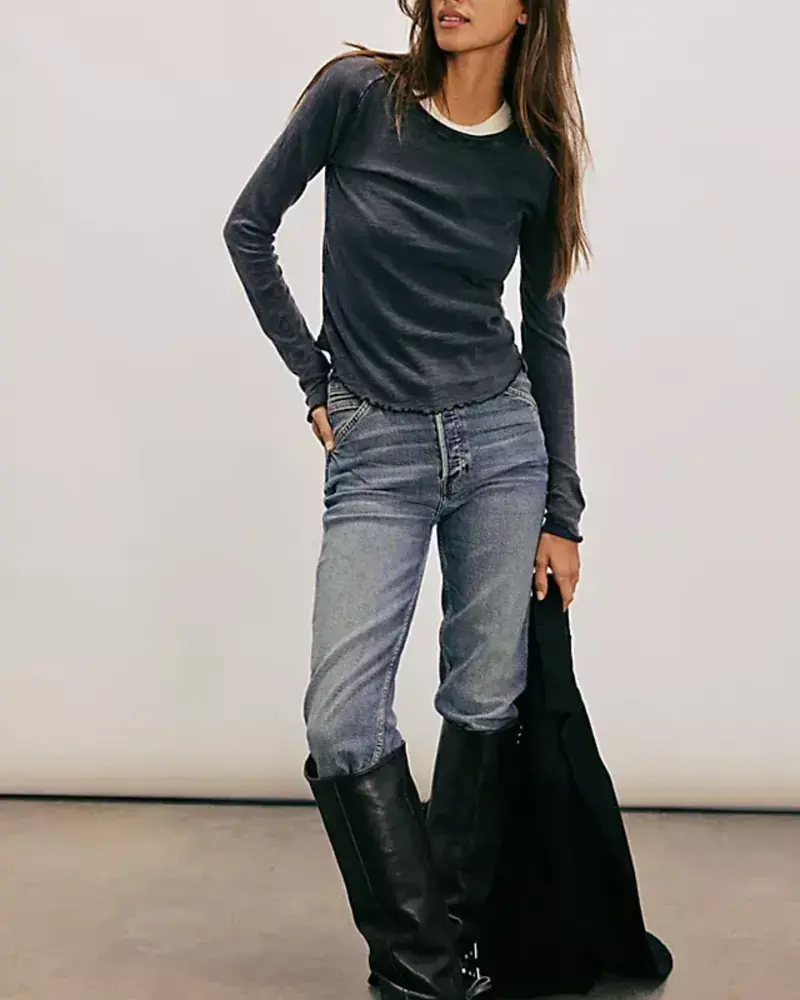Free People Be My Baby Long-Sleeve Tee | Black