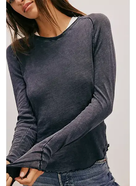 Free People Be My Baby Long-Sleeve Tee | Black