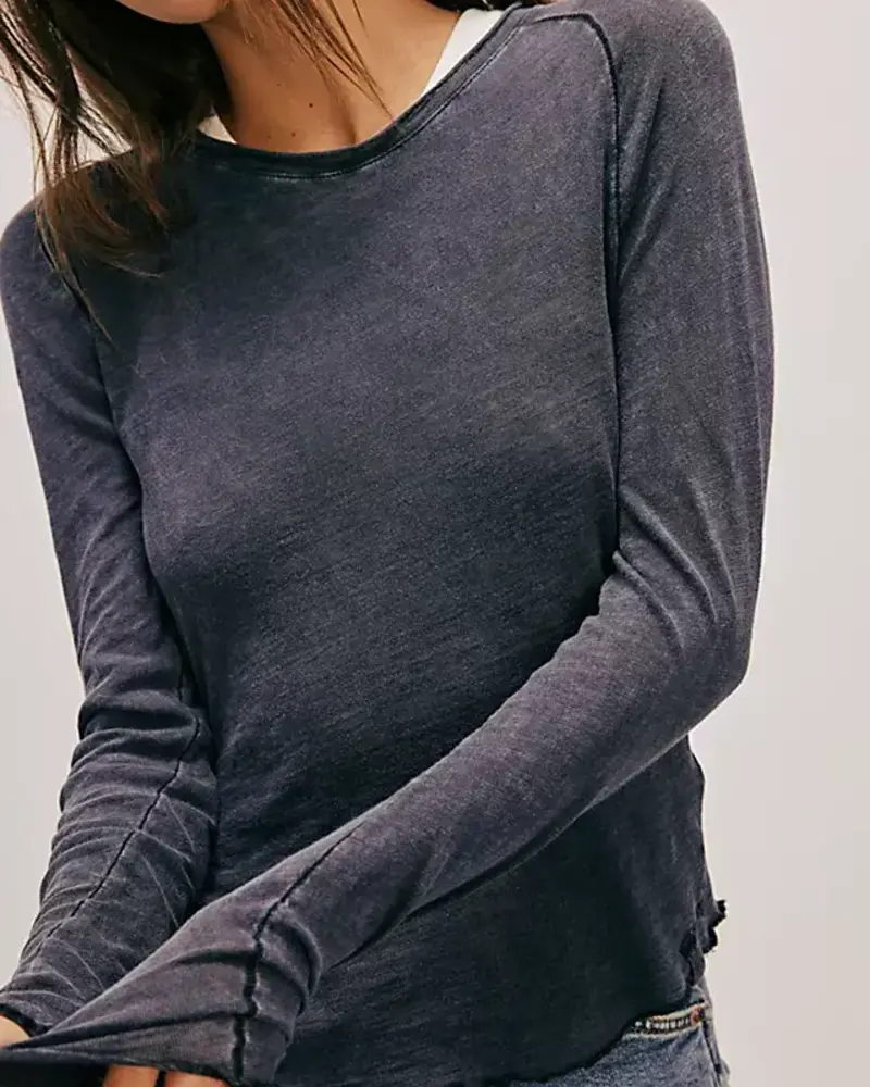 Free People Be My Baby Long-Sleeve Tee | Black