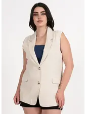 Linen Blend One Button Vest