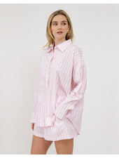 Poplin Button Up | Pink/White