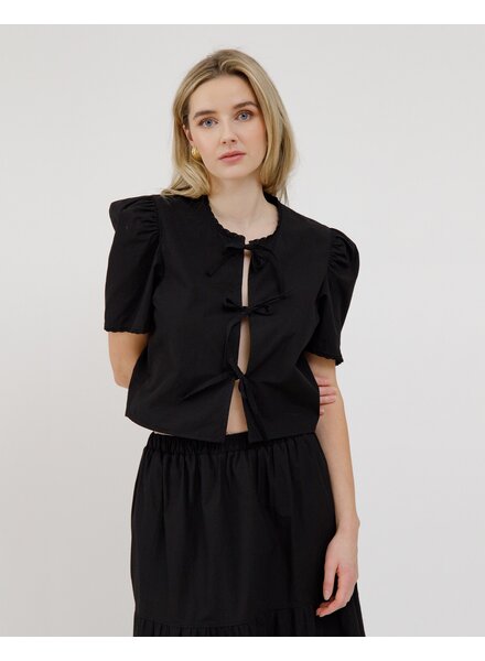 Poplin Tie Up Top | Black
