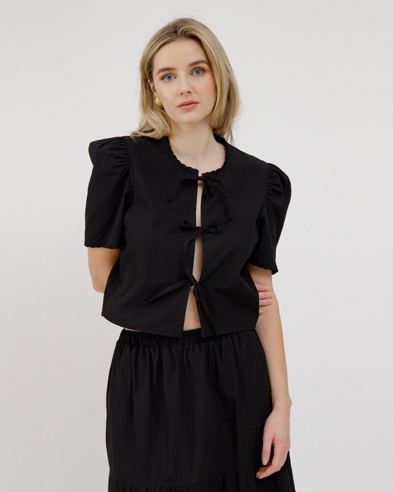 Poplin Tie Up Top | Black
