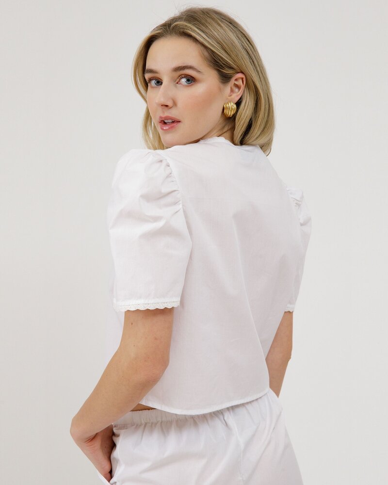 Poplin Tie Up Top | White
