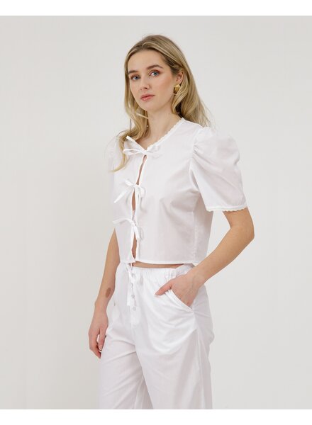 Poplin Tie Up Top | White