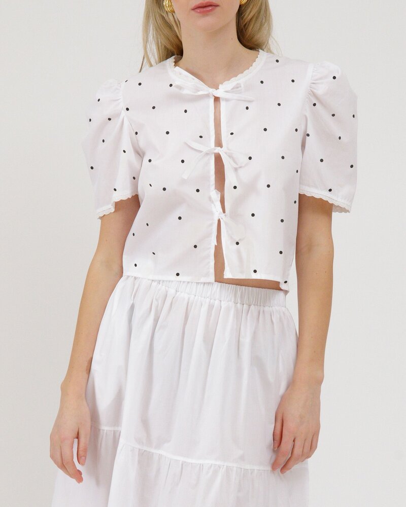 Poplin Tie Up Top | Polka Dot