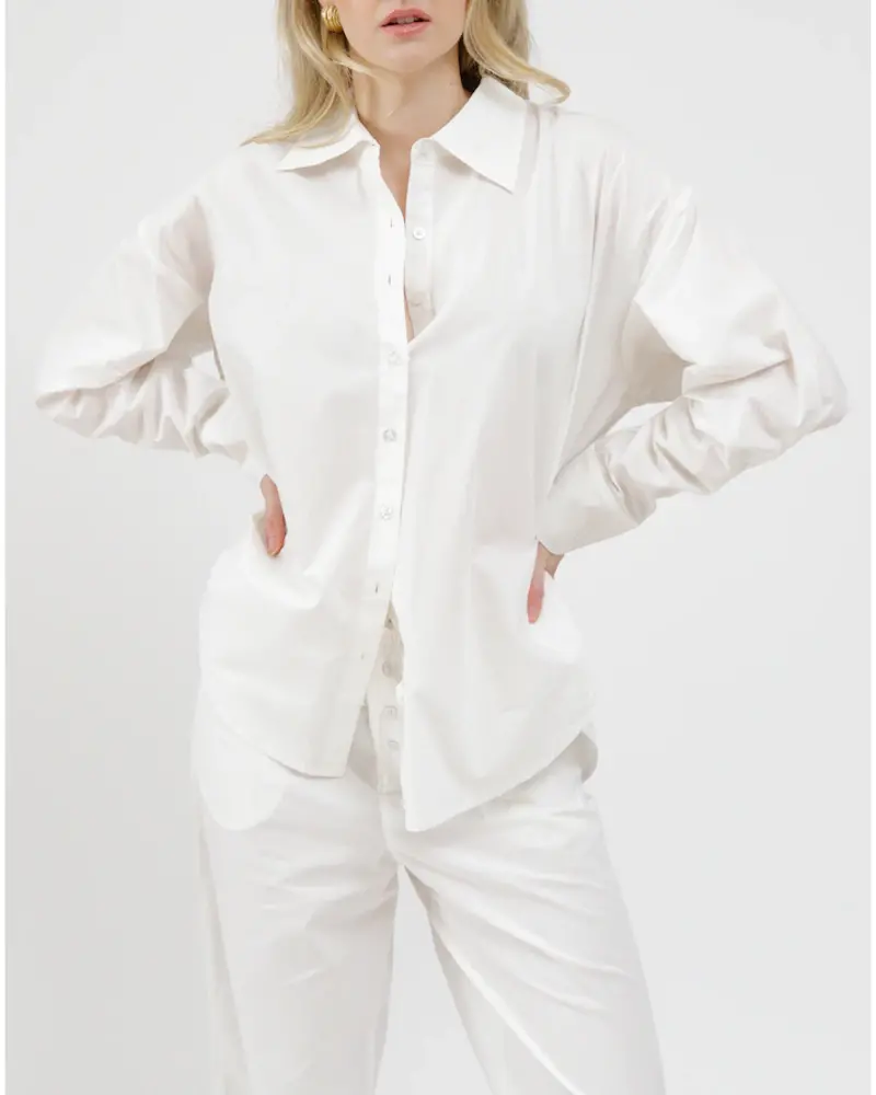 Free People Poplin Button Up | White