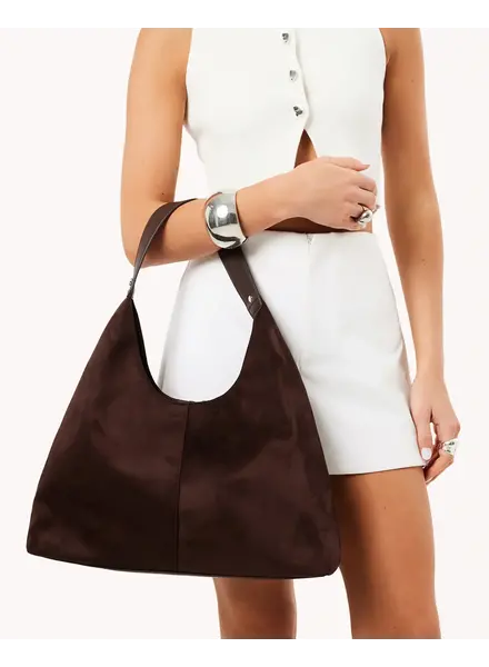 Tammy Shoulder Bag | Chocolate Suede