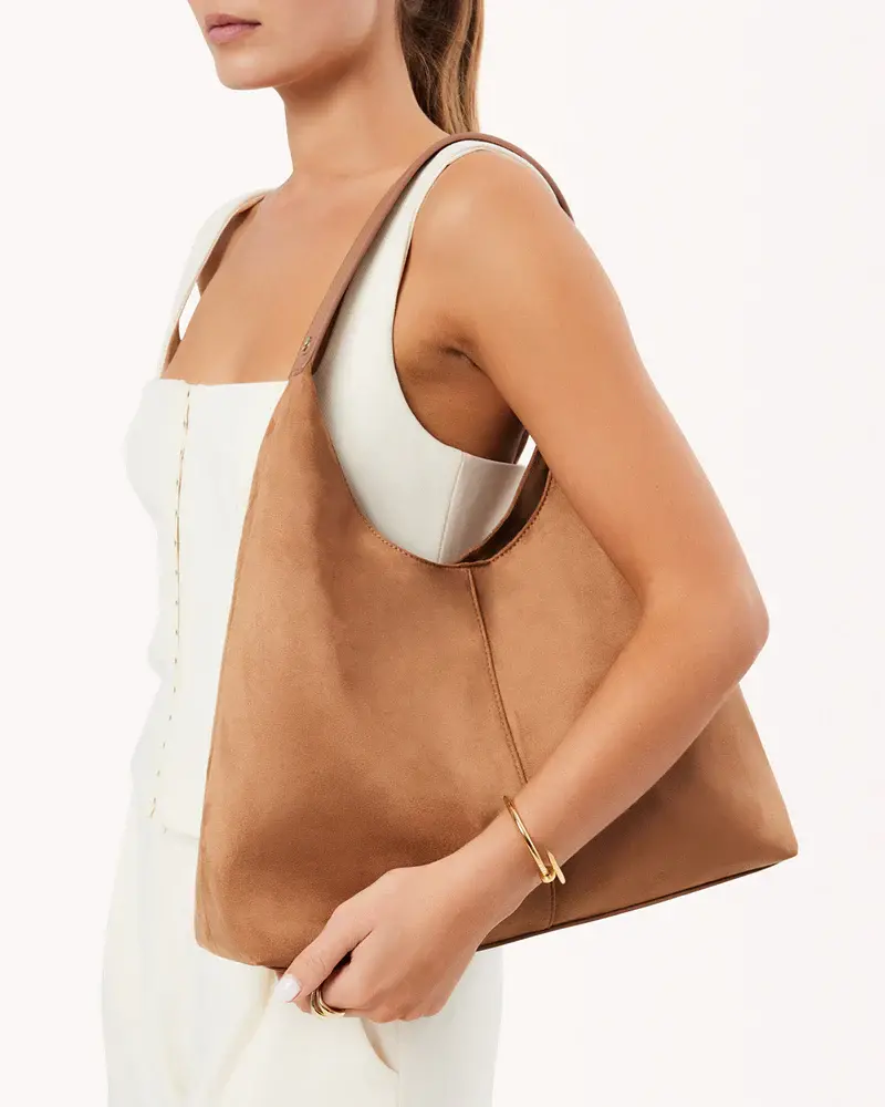Tammy Shoulder Bag | Tan Suede