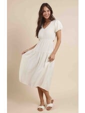 Socialize Puff Sleeve Midi Dress