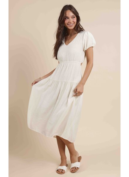 Socialize Puff Sleeve Midi Dress