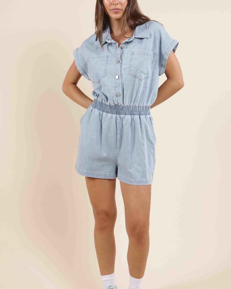 Good Luck Denim Romper
