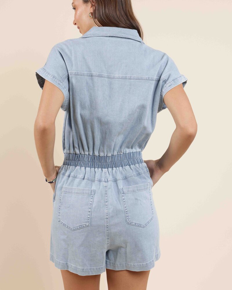 Good Luck Denim Romper