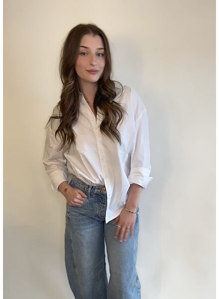 Free People Poplin Button Up | White