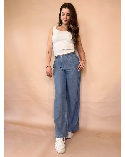 パンツ 4 Colors Chambray Wool Baggy Wide Pants 4 Colors CHAMBRAY WASHABLE WOOL PRIME-WIDE TWO TUCKS PANTS