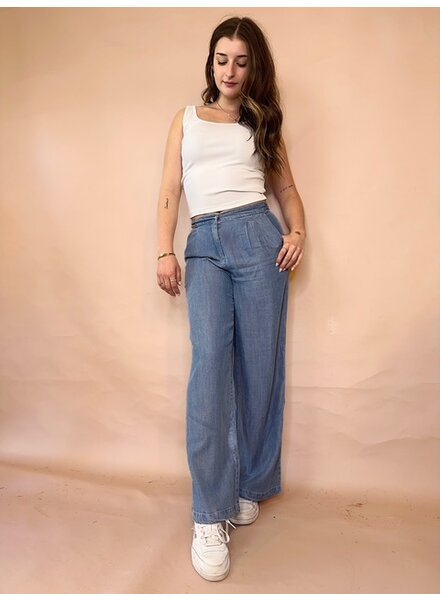 Chambray Wide Leg Pant