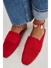 Free People At Ease Embossed Loafers | Red Suede