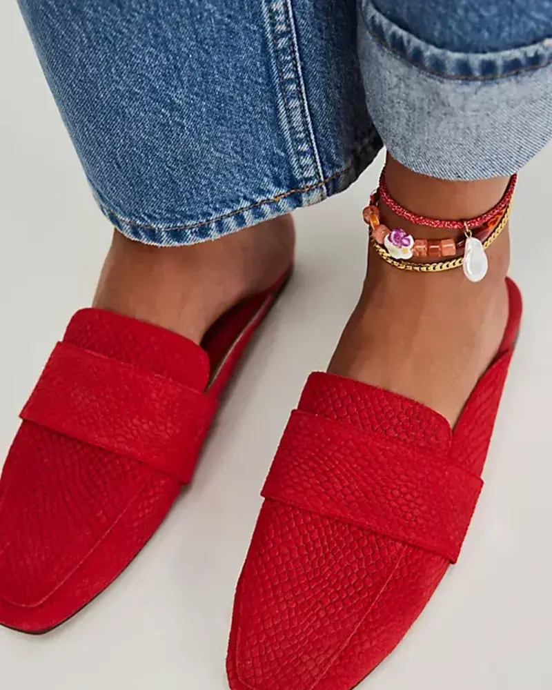 Free People At Ease Embossed Loafers | Red Suede