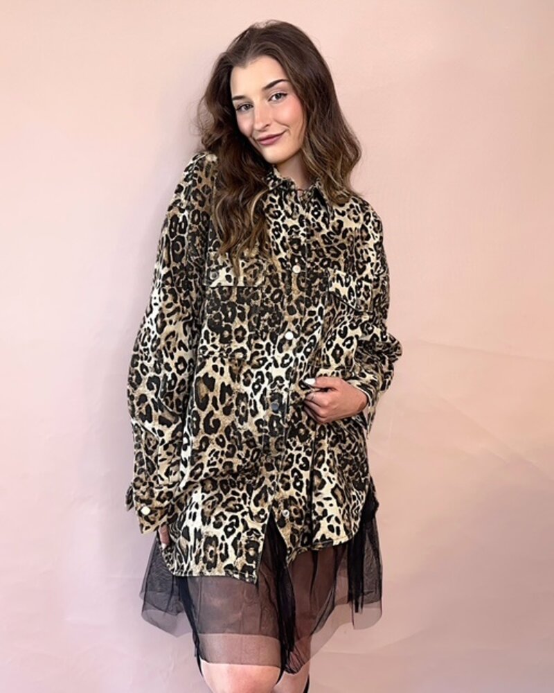 'Shania' Denim Jacket | Leopard
