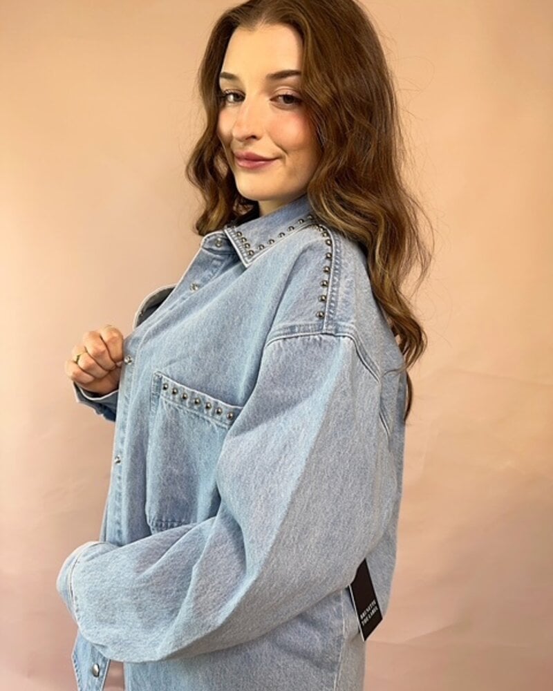 'Shania' Denim Jacket | Blue Studded