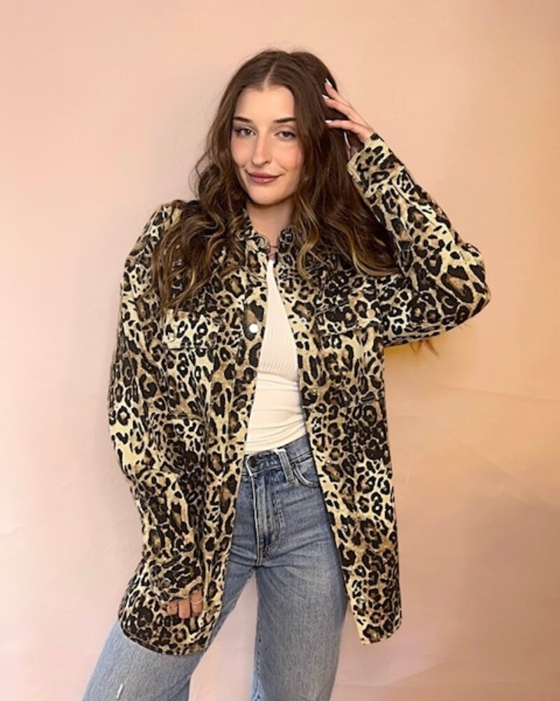 'Shania' Denim Jacket | Leopard