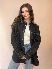 'Shania' Denim Jacket | Black Studded