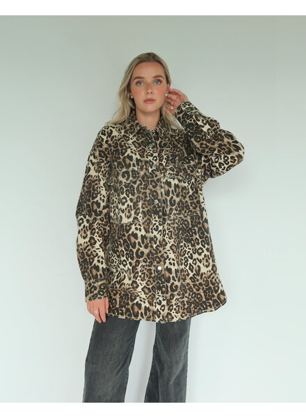 'Shania' Denim Jacket | Leopard