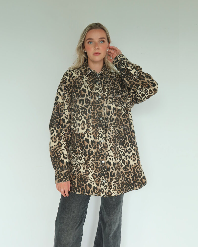 'Shania' Denim Jacket | Leopard