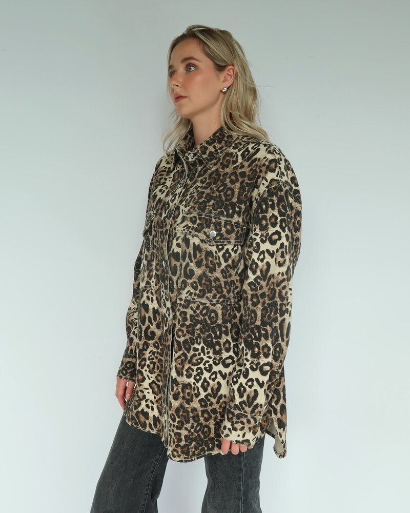 'Shania' Denim Jacket | Leopard