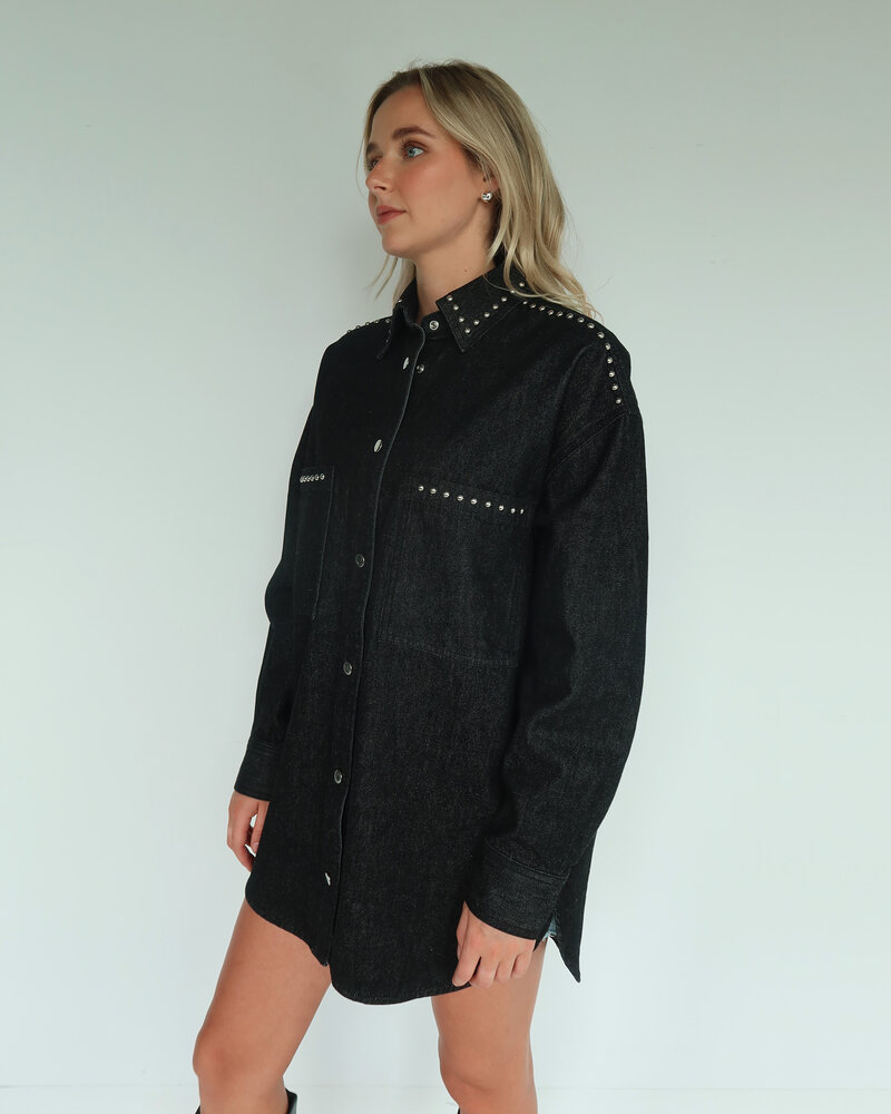 'Shania' Denim Jacket | Black Studded