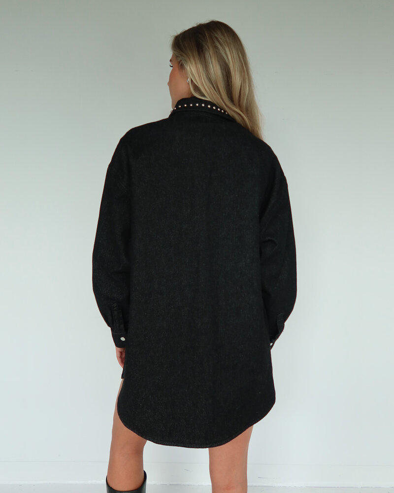 'Shania' Denim Jacket | Black Studded