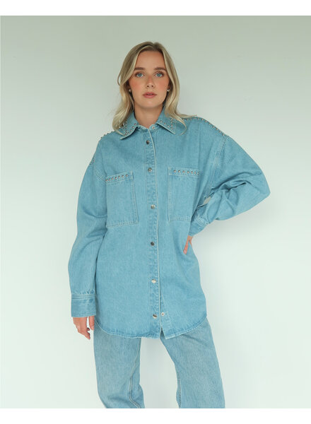 'Shania' Denim Jacket | Blue Studded
