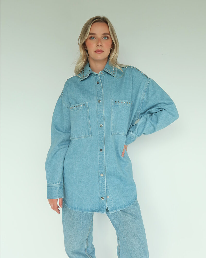 'Shania' Denim Jacket | Blue Studded