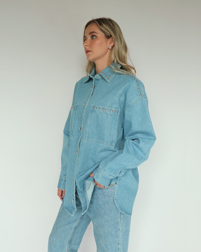 'Shania' Denim Jacket | Blue Studded