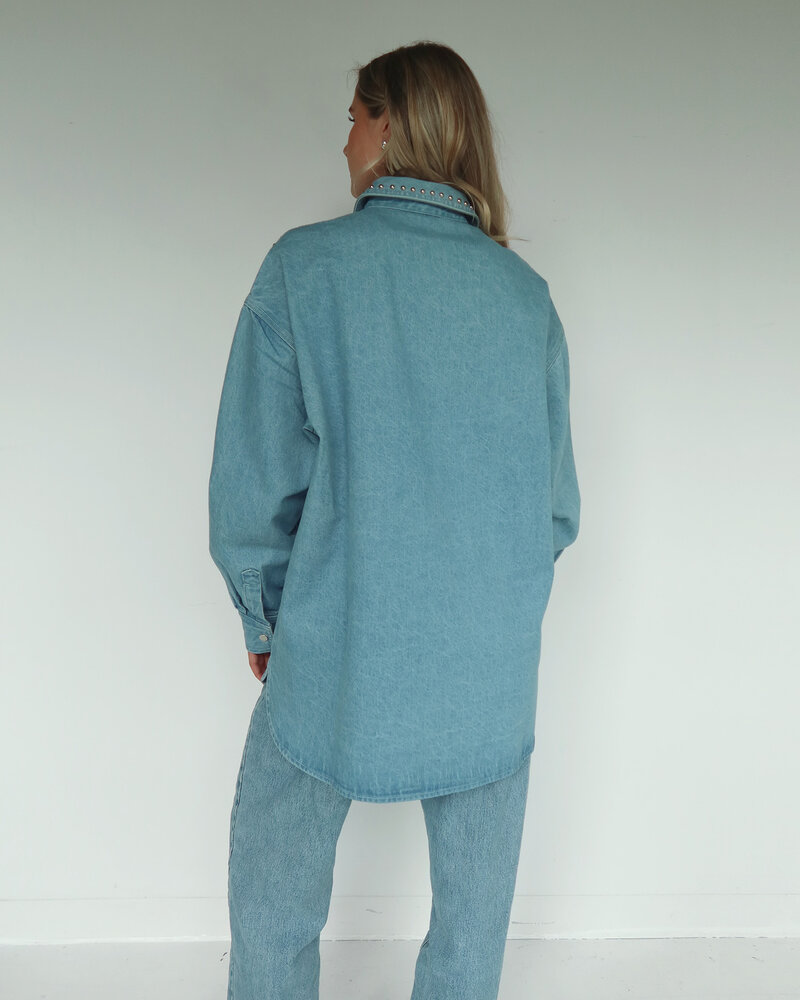 'Shania' Denim Jacket | Blue Studded