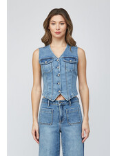 Zelda Fitted Denim Vest | Mid Wash