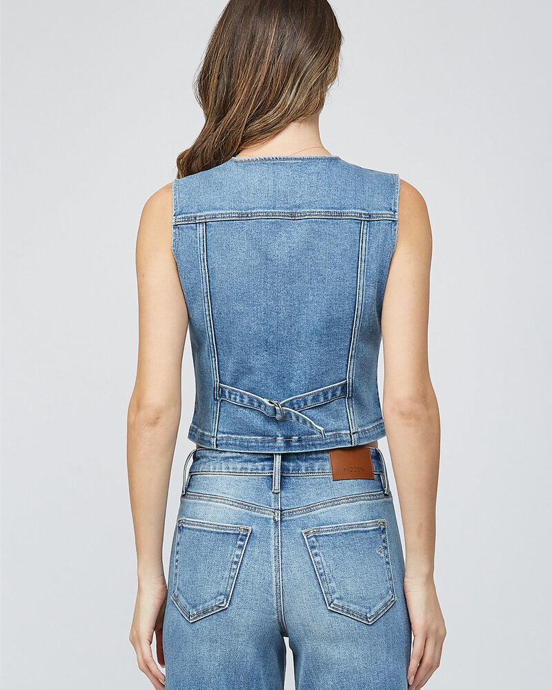Zelda Fitted Denim Vest | Mid Wash