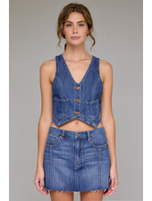 Arya Soft Cropped Fitted Vest | Dark Wash