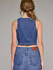 Arya Soft Cropped Fitted Vest | Dark Wash