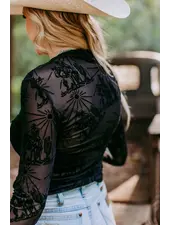 Western Long Sleeve Mesh Top | Sunshine