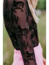 Western Long Sleeve Mesh Top | Black Cactus & Cowboys